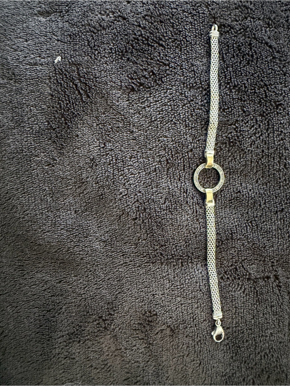Gold-Tone Mesh Bracelet with Circular Accent